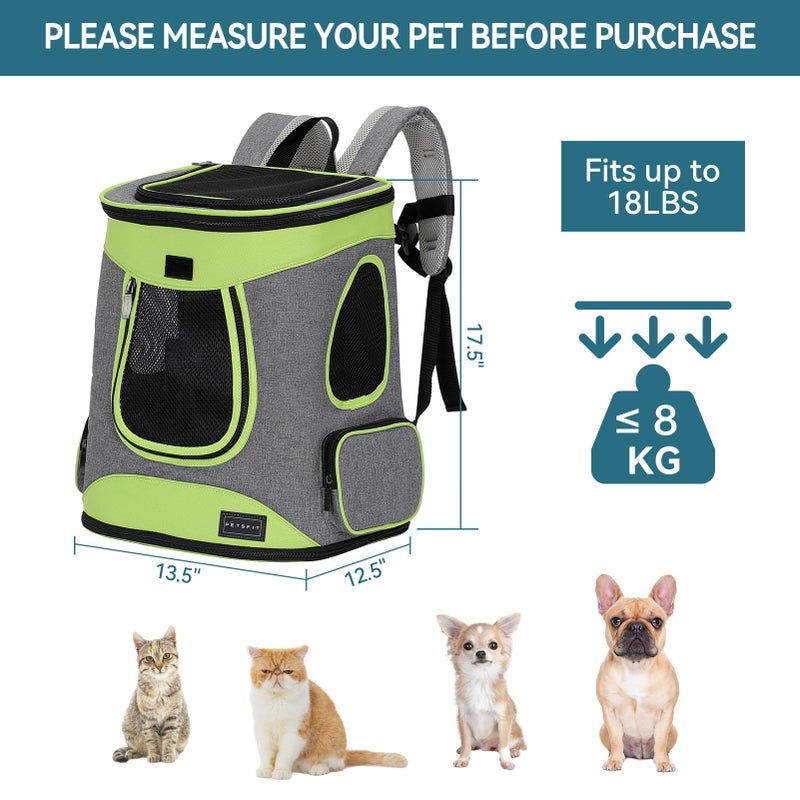 Petsfit Pet Backpack Carrier Easy-Fit Dog Travel Backpack Carrier for Hiking Walking Cycling Suitable for Small Medium Dogs Cats and Rabbits up to 22 Pounds, Green - Image 3